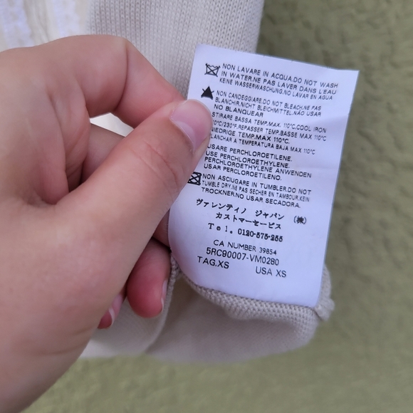 Red Valentino Beige Wool Ruffle Lace Short Sleeve Sweater - Picture 5 of 5